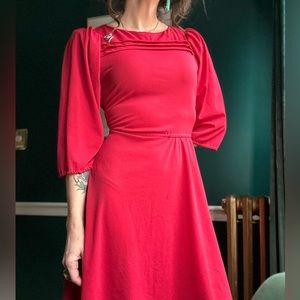 Vintage 1960s Lady Carol of NY Red Dress w/ Broach